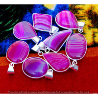 Pink Agate 50 Piece Wholesale Lot 925 Sterling Silver Pendant NRP-1433