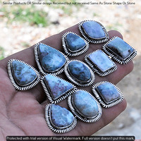 Real Larimar 10 Piece Wholesale Ring Lots 925 Sterling Silver Ring NRL-874
