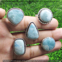 Real Larimar 10 Piece Wholesale Ring Lots 925 Sterling Silver Ring NRL-739