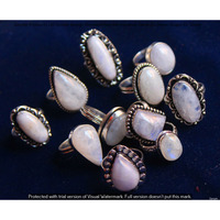 Rainbow Moonstone 100 Piece Wholesale Ring Lot 925 Sterling Silver Ring NRL-4701