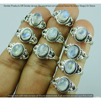 Rainbow Moonstone 100 Piece Wholesale Ring Lot 925 Sterling Silver Ring NRL-4531