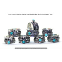 Turquoise 100 Piece Wholesale Ring Lot 925 Sterling Silver Ring NRL-4518