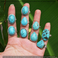 Turquoise 5 Piece Wholesale Ring Lots 925 Sterling Silver Ring NRL-45