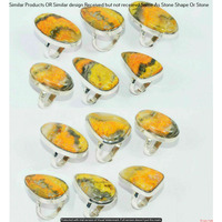 Bumble bee Jasper 50 Piece Wholesale Ring Lots 925 Sterling Silver Ring NRL-4205