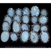 Rainbow Moonstone 50 Piece Wholesale Ring Lots 925 Sterling Silver Ring NRL-4012