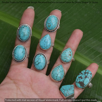 Turquoise 50 Piece Wholesale Ring Lots 925 Sterling Silver Ring NRL-4008