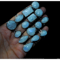 Rainbow Moonstone 50 Piece Wholesale Ring Lots 925 Sterling Silver Ring NRL-3986
