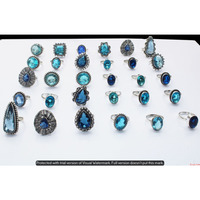 Blue Topaz 40 Piece Wholesale Ring Lots 925 Sterling Silver Ring NRL-3640