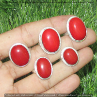 Coral 40 Piece Wholesale Ring Lots 925 Sterling Silver Ring NRL-3547