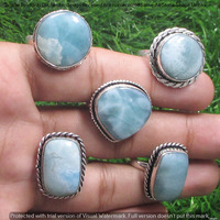 Real Larimar 40 Piece Wholesale Ring Lots 925 Sterling Silver Ring NRL-3538