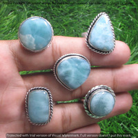Real Larimar 40 Piece Wholesale Ring Lots 925 Sterling Silver Ring NRL-3529