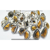 Tiger Eye 40 Piece Wholesale Ring Lots 925 Sterling Silver Ring NRL-3439
