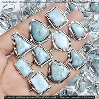Real Larimar 5 Piece Wholesale Ring Lots 925 Sterling Silver Ring NRL-333