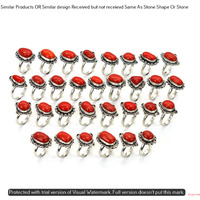 Coral 30 Piece Wholesale Ring Lots 925 Sterling Silver Ring NRL-3270