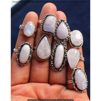 Rainbow Moonstone 30 Piece Wholesale Ring Lots 925 Sterling Silver Ring NRL-3028