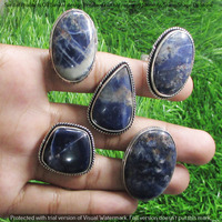 Sodalite 30 Piece Wholesale Ring Lots 925 Sterling Silver Ring NRL-2960