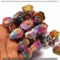 Rainbow Druzy 25 Piece Wholesale Ring Lots 925 Sterling Silver Ring NRL-2244