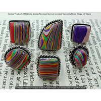 Rainbow Calsilica 20 Piece Wholesale Ring Lots 925 Sterling Silver Ring NRL-2198