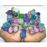 Titanium Druzy 15 Piece Wholesale Ring Lots 925 Sterling Silver Ring NRL-1249