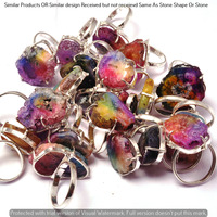 Rainbow Druzy 15 Piece Wholesale Ring Lots 925 Sterling Silver Ring NRL-1131