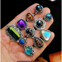 Multi & Mixed 10 Piece Wholesale Ring Lots 925 Sterling Silver Ring NRL-1077