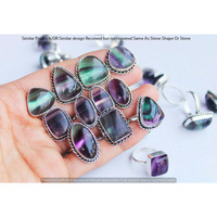 Fluorite 50 pcs Wholesale Lot Ring 925 Silver Plated Ring NR-21-339