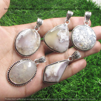 Dendrite Opal 5 Pcs Wholesale Lot 925 Sterling Silver Plated Jewelry NP-17-292