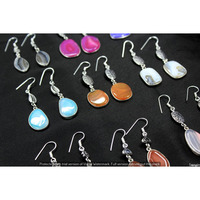 Garnet & Mixed 15 Pair Wholesale Lot 925 Sterling Silver Earring NLE-958