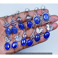 Lapis Lazuli 15 Pair Wholesale Lot 925 Sterling Silver Earring NLE-941