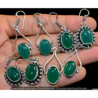 Green Onyx 15 Pair Wholesale Lot 925 Sterling Silver Earring NLE-917