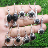 Black Onyx 15 Pair Wholesale Lot 925 Sterling Silver Earring NLE-813
