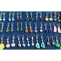 Garnet & Mixed 10 Pair Wholesale Lot 925 Sterling Silver Earring NLE-687
