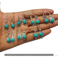 Turquoise 10 Pair Wholesale Lot 925 Sterling Silver Earring NLE-636
