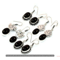 Black Onyx 10 Pair Wholesale Lot 925 Sterling Silver Earring NLE-634
