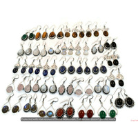 Tiger Eye & Mixed 10 Pair Wholesale Lot 925 Sterling Silver Earring NLE-606