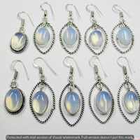 Opalite 10 Pair Wholesale Lot 925 Sterling Silver Earring NLE-558