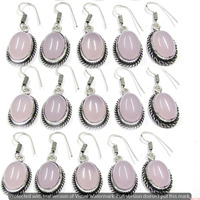 Rose Quartz 10 Pair Wholesale Lot 925 Sterling Silver Earring NLE-549