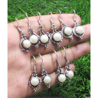 Pearl 10 Pair Wholesale Lot 925 Sterling Silver Earring NLE-539
