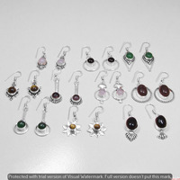 Garnet & Mixed 10 Pair Wholesale Lot 925 Sterling Silver Earring NLE-508