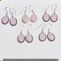 Rose Quartz 10 Pair Wholesale Lot 925 Sterling Silver Earring NLE-482