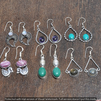 Amethyst 10 Pair Wholesale Lot 925 Sterling Silver Earring NLE-477