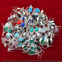 Coral & Mixed 10 Pair Wholesale Lot 925 Sterling Silver Earring NLE-438