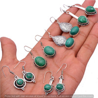 Malachite 10 Pair Wholesale Lot 925 Sterling Silver Earring NLE-409