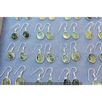 Prehnite 5 Pair Wholesale Lot 925 Sterling Silver Earring NLE-393