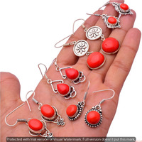 Coral 1 Pair Wholesale Lot 925 Sterling Silver Earring NLE-2966