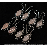 Rose Quartz 50 Pair Wholesale Lot 925 Sterling Silver Earring NLE-2430
