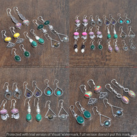 Garnet & Mixed 40 Pair Wholesale Lot 925 Sterling Silver Earring NLE-2169