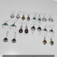 Tiger Eye & Mixed 40 Pair Wholesale Lot 925 Sterling Silver Earring NLE-2001