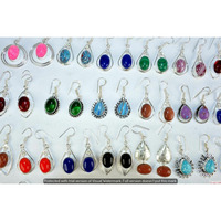 Coral & Mixed 30 Pair Wholesale Lot 925 Sterling Silver Earring NLE-1839