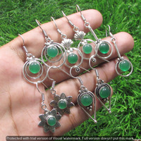 Green Onyx 30 Pair Wholesale Lot 925 Sterling Silver Earring NLE-1738